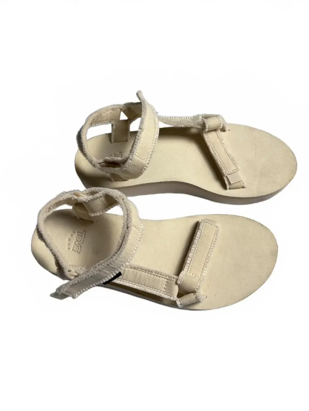 Teva Women's Beige Suede Strap Sandals with Adjustable Velc